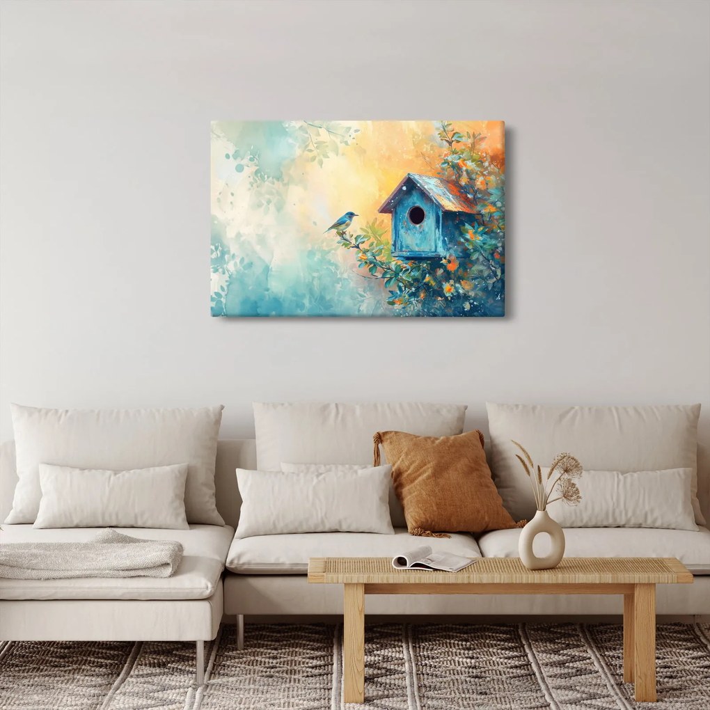 Kép - Madárház, akvarell (90x60 cm)
