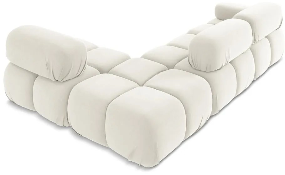 Fehér bársony moduláris sarokkanapé (jobb oldali) Lokua – Makamii