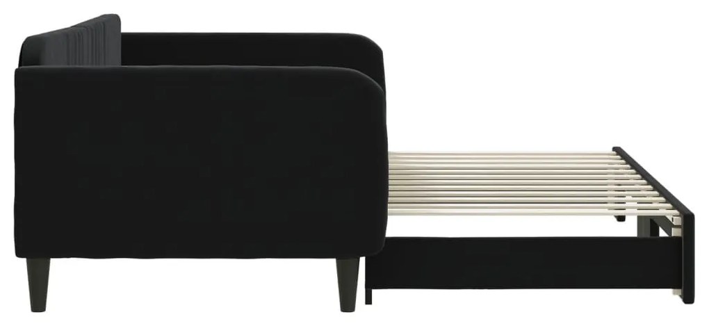 fekete kihúzható bársonyheverő 100 x 200 cm