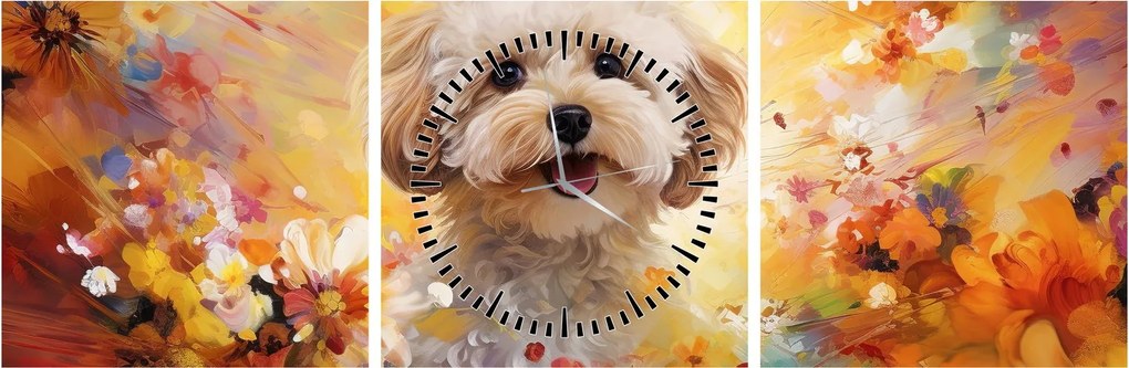 Kép - Boldog kutya (órával) (90x30 cm)