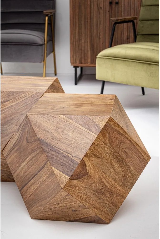 Sötét natúr színű sheesham fa dohányzóasztal 42x42 cm Egypt – Bizzotto