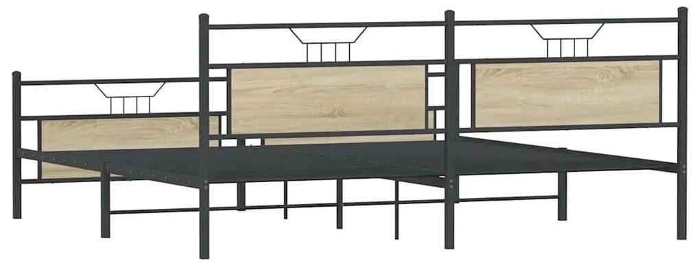 sonoma tölgy színű fém ágykeret matrac nélkül 193 x 201 cm