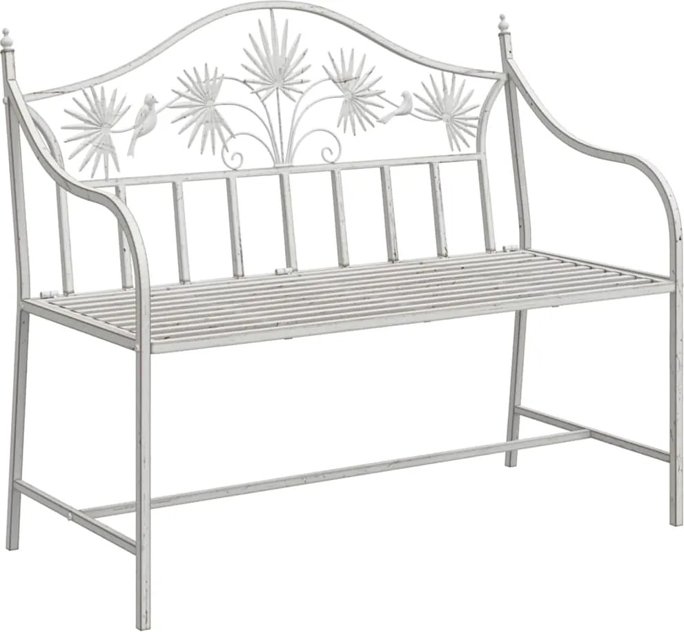 vidaXL Kerti pad Antik fehér 104 x 52,5 x 89 cm Acél