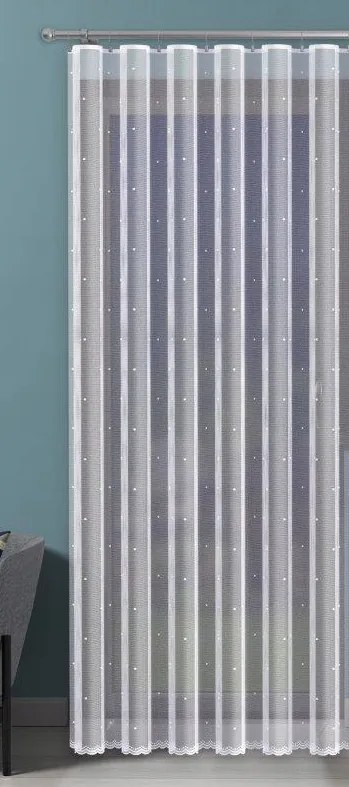 Mg Függöny jacquard Pöttyös 628/094 Fehér 400x250cm Kész Szalaggal M