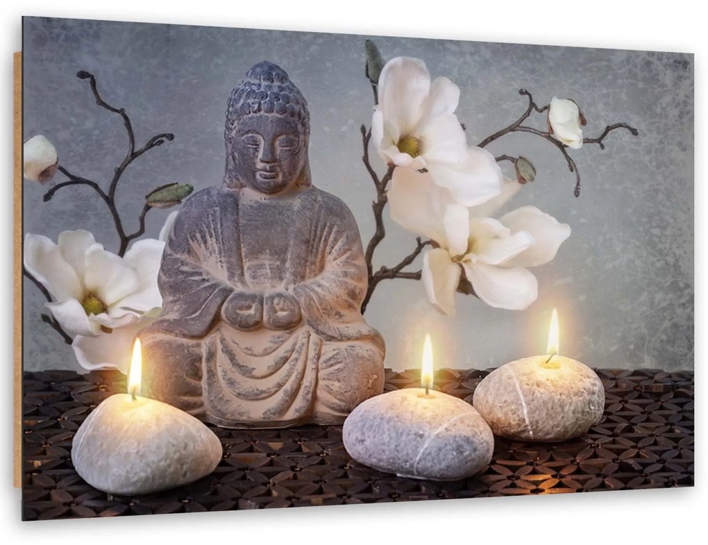 Gario Vászonkép Buddha és gyertyák Méret: 100 x 70 cm, Kivitelezés: Vászonkép