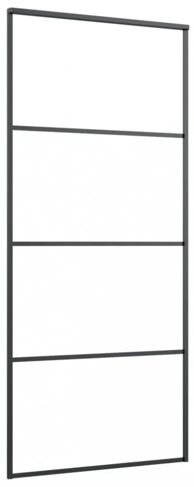 fekete alumínium és ESG üveg tolóajtó 90 x 205 cm