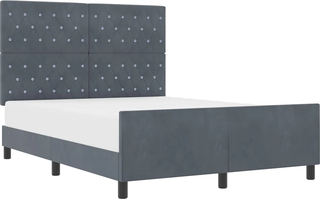 vidaXL Boxrugós ágy fejtámlával Sötétszürke 140 x 200 cm Bársony
