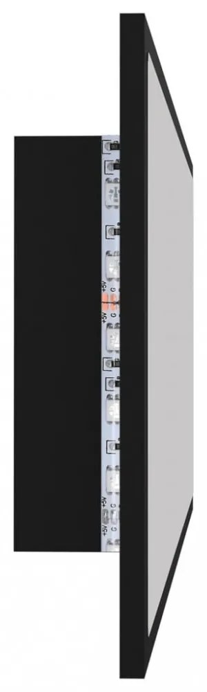 fekete akril LED-es fürdőszobai tükör 100x8,5x37 cm