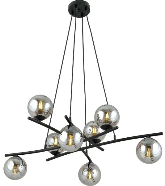 Csillár zsinóron ESSA 8xE14/10W/230V fekete/füstös