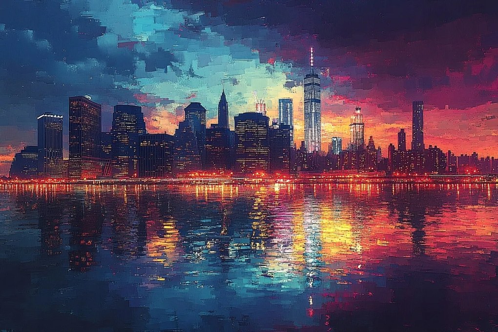 Vászonkép Canvas Város Panoráma Manhattan New York Este 120x80