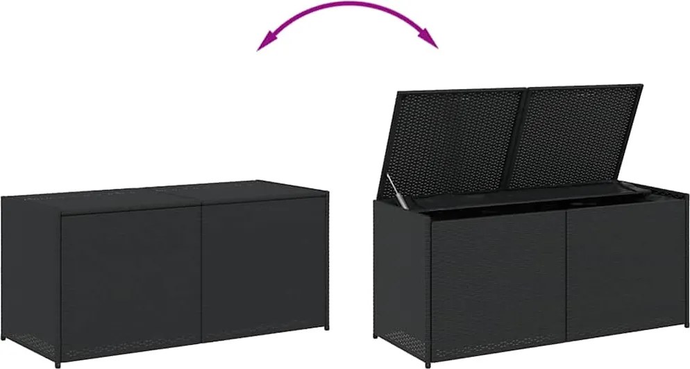 vidaXL fekete polyrattan kerti tárolóláda 283 L