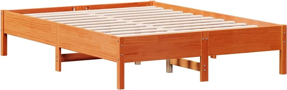 vidaXL viaszbarna tömör fenyőfa ágy matrac nélkül 120 x 190 cm