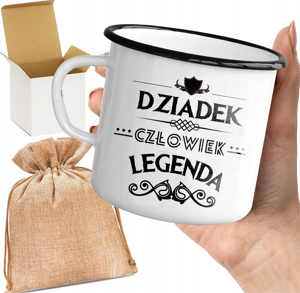 Bögre_emalin Nyomott Mintás Nagypapa Ember Legenda Ajándék Nagypapa