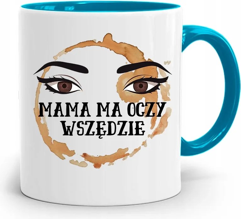 Kék Bögre Anyukáknak Mindenhol Van Szeme, fényképes nyomattal