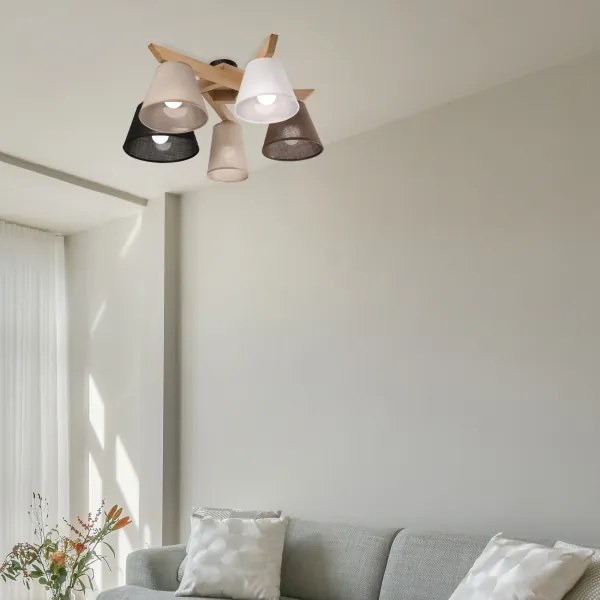 Brilagi - LED Felületre szerelhető csillár ANTHONY 5xE14/40W/230V tölgy