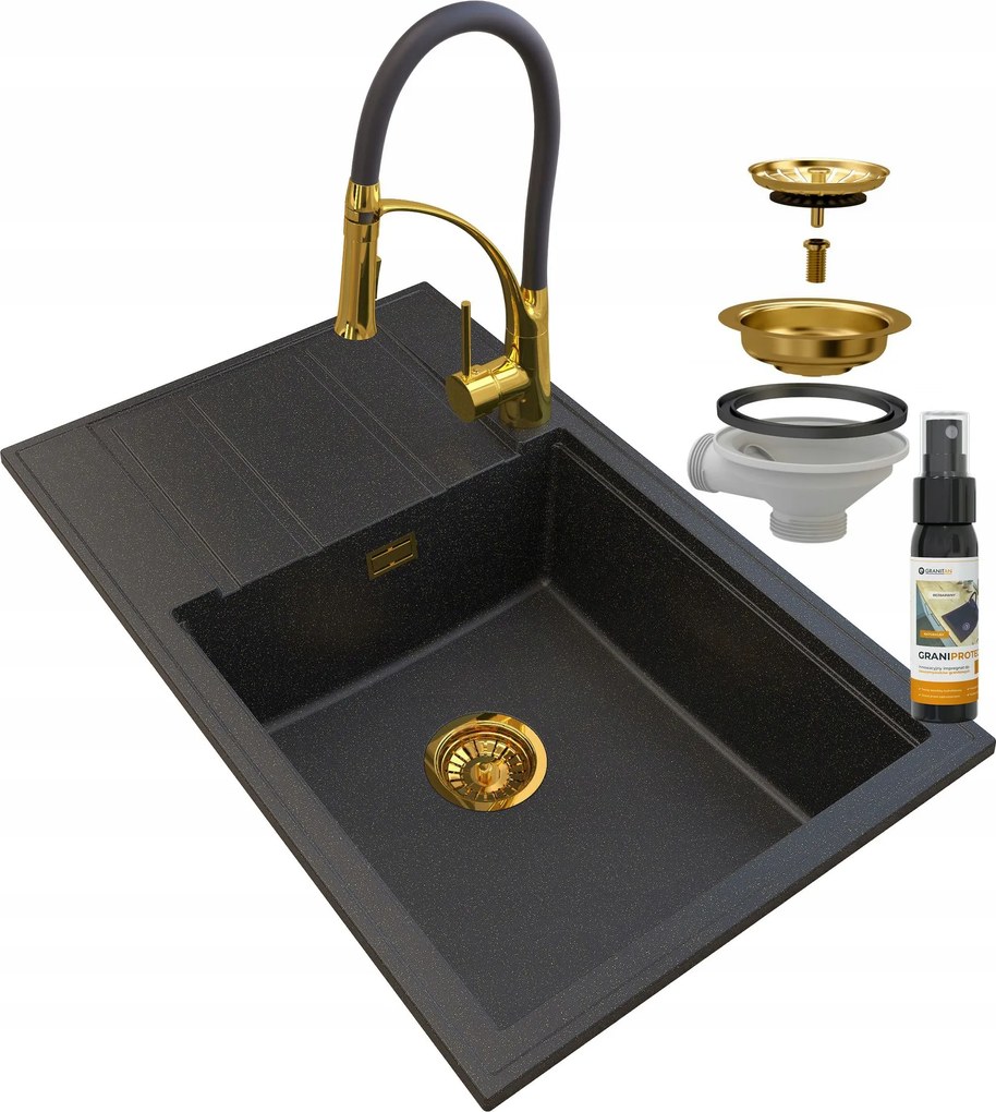 Gránit Mosogató Arany Szifon Arany Csaptelep Nexo Louis