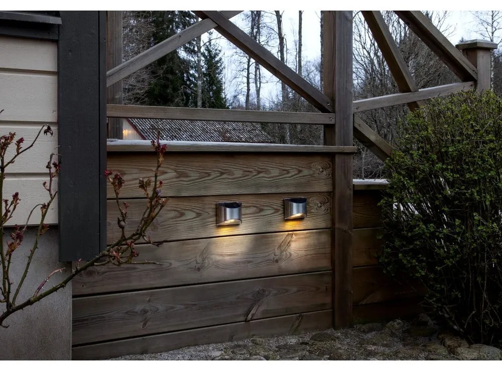 Wally 2 db napelemes rozsdamentes fali LED lámpa, magasság 8 cm - Star Trading