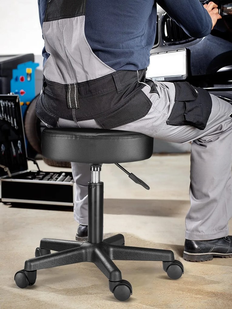 BONI görgős puff, Ø35cm, fekete Casaria