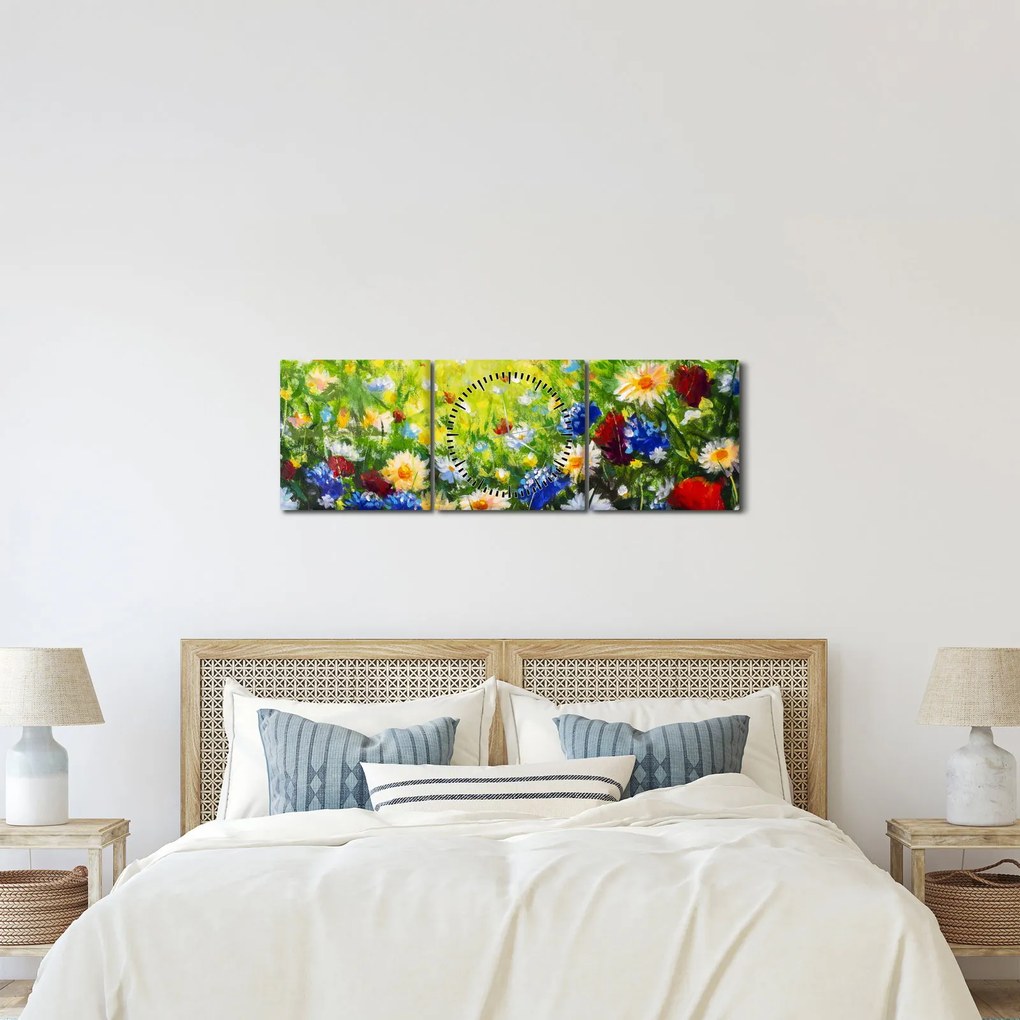 Vadvirágok képe (órával) (90x30 cm)