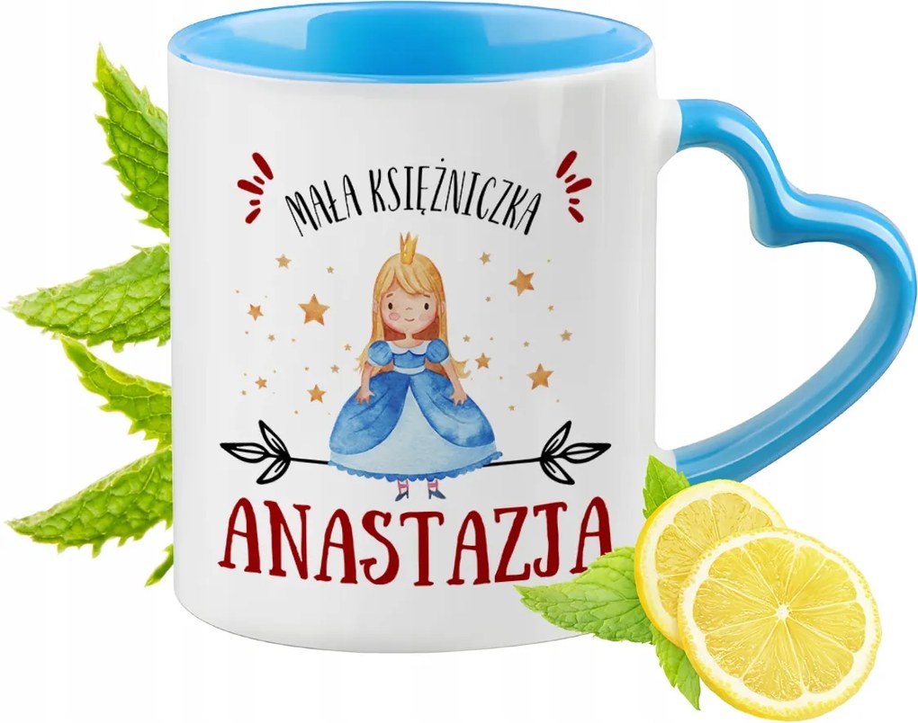 Kék bögre szív alakú füllel Anasztázia számára Ideális Ajándék