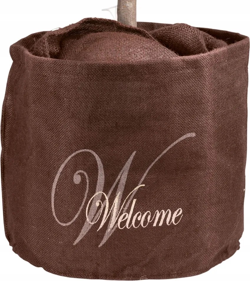 Juta virágtartó fedél "Welcome" felirattal 55 x ⌀45 cm barna