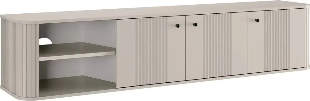 Vesper fali TV szekrény 187 cm háromajtós - kasmír / fekete fogantyú