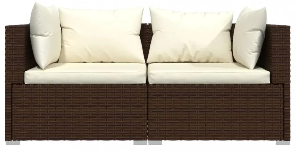 3 részes barna polyrattan kerti ülőgarnitúra párnákkal