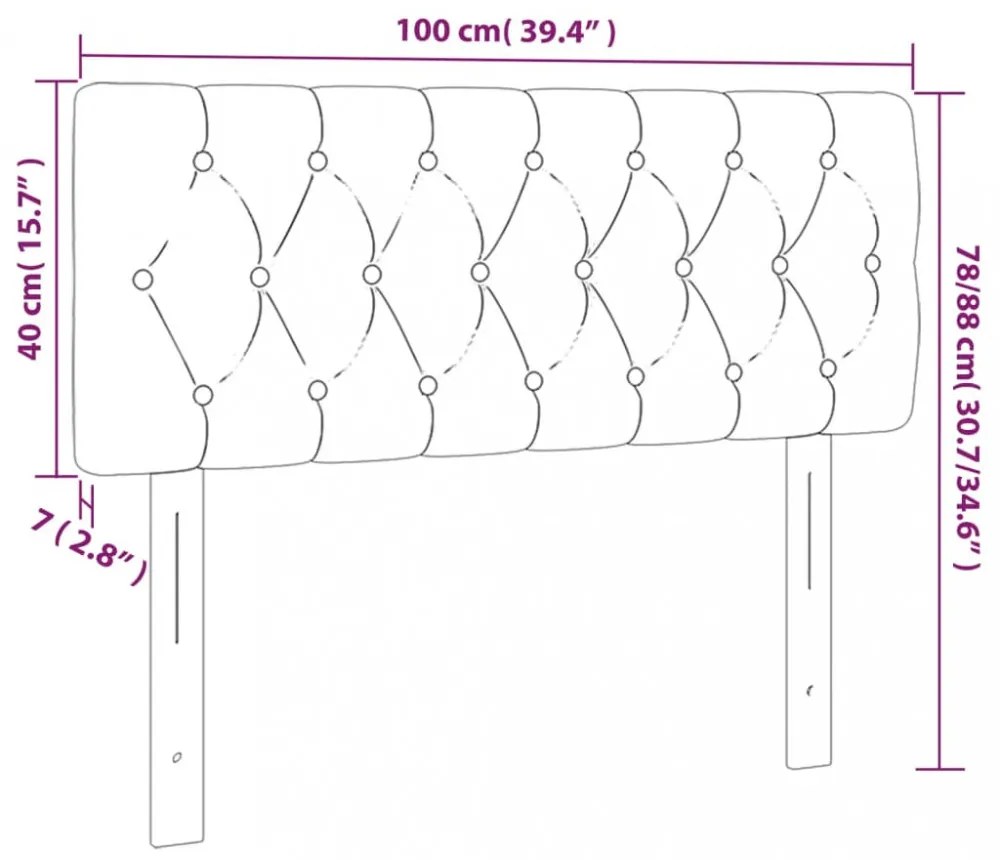 fekete bársony LED-es fejtámla 100 x 7 x 78/88 cm
