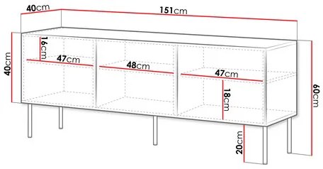 TV szekrény Bas 150 3D (fehér + fekete)  . 1106191