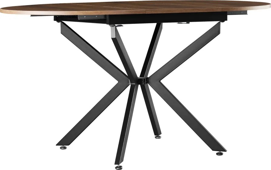 Kihúzható étkezőasztal, sötét tölgy/fekete, 100x100-140x75 cm, ABERO TYP 1