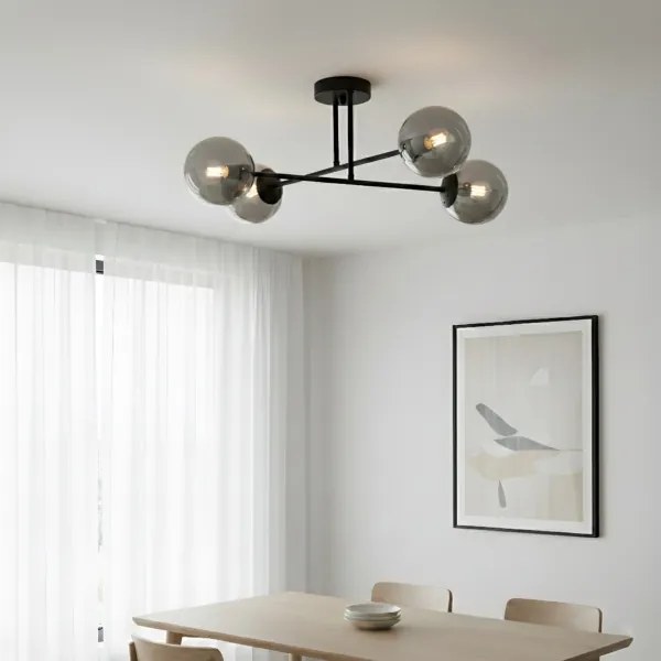 Brilagi - MALIVA felületre szerelhető csillár 4xE14/15W/230V fekete/füstszínű