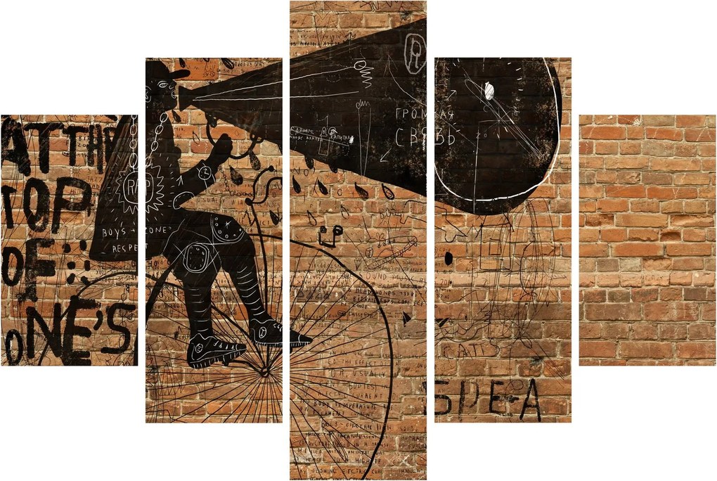 Kép - Férfi kerékpáron Banksy stílusában (150x105 cm)