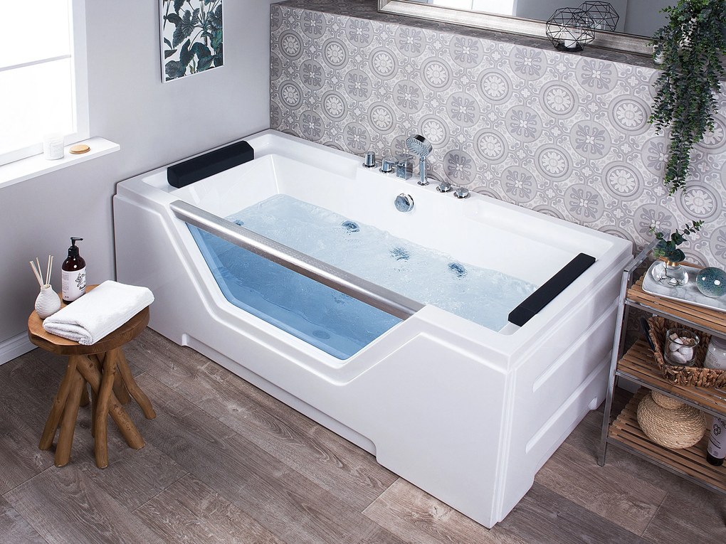 Fehér whirlpool masszázskád 170 x 80 cm GRENADA Beliani