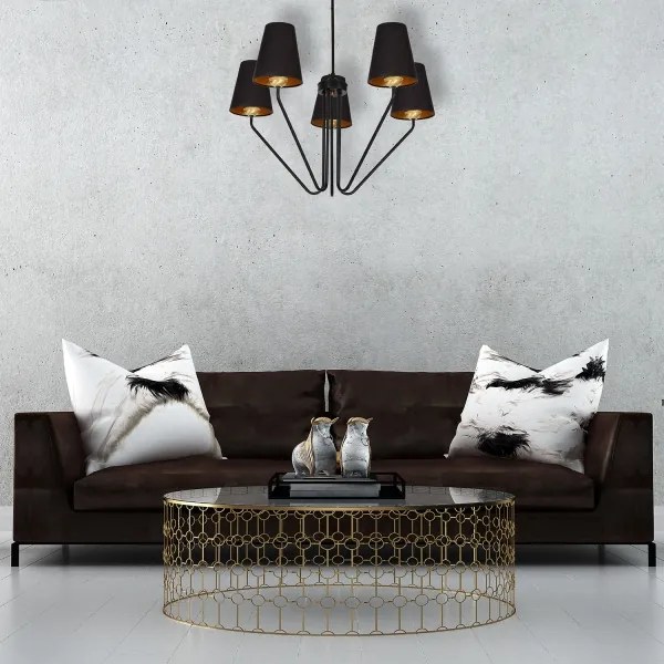 Csillár rúdon VICTORIA 5xE27/60W/230V fekete