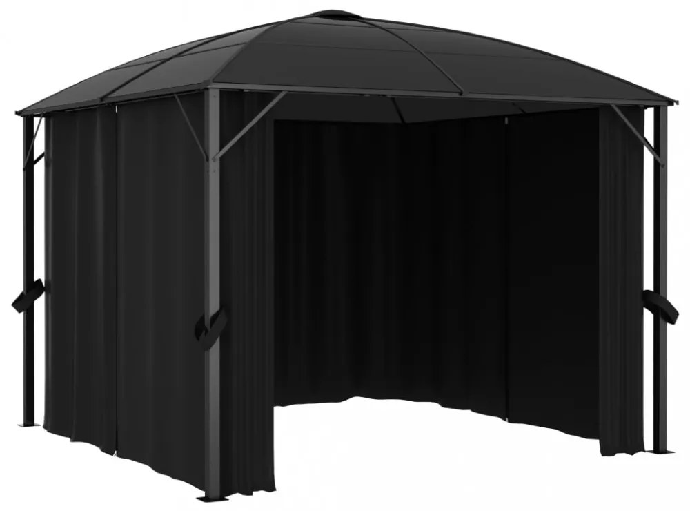 antracitszürke pavilon függönyökkel 300 x 300 x 265 cm