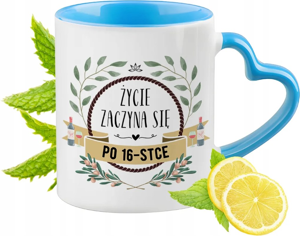 Születésnap 16 16-es Kék Bögre Szív Alakú Füllel Ajándék