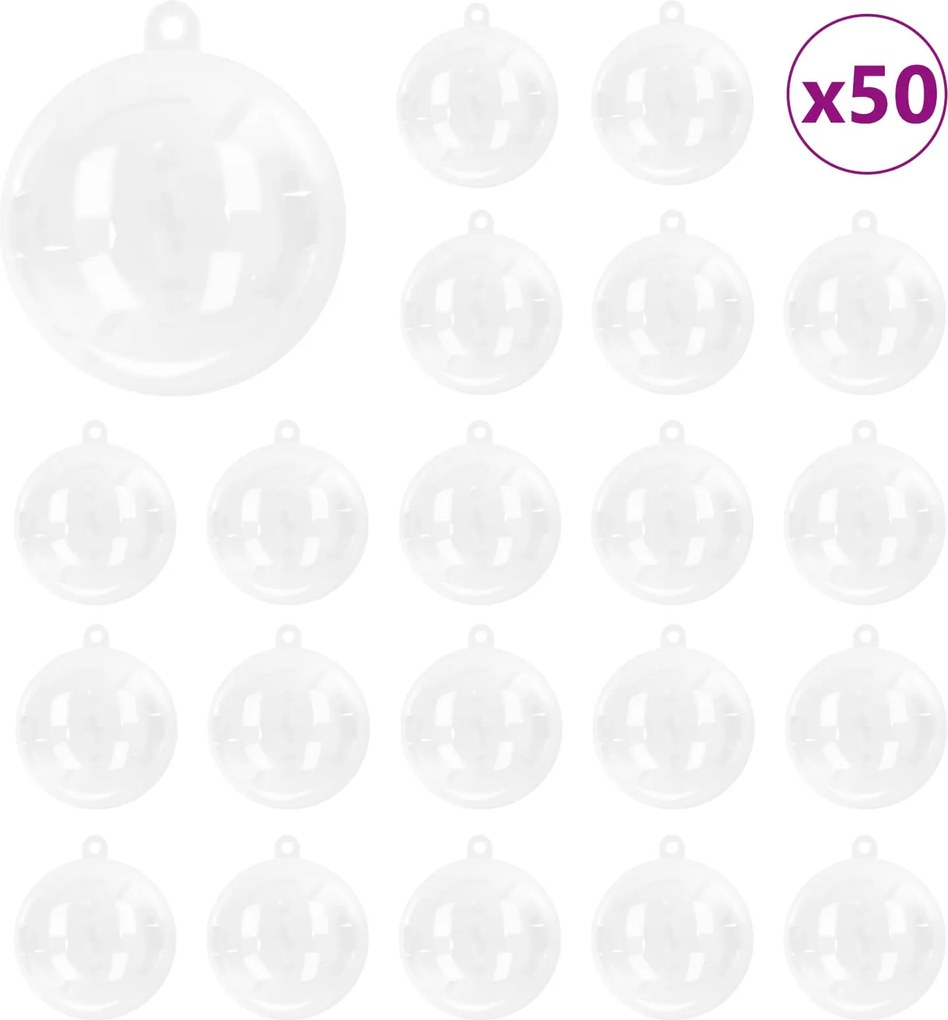 vidaXL Karácsonyi Díszgömb Készlet 50 pcs Átlátszó Ø 5 cm
