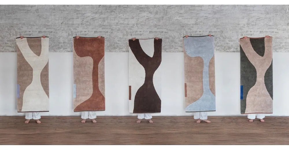 Fehér-barna mosható pamut szőnyeg 50x80 cm Figura – Mette Ditmer Denmark