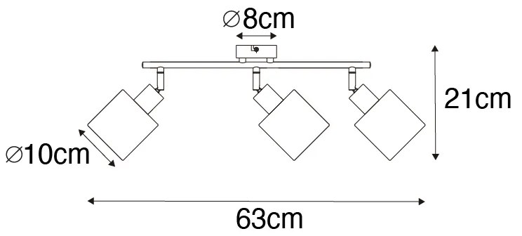 Modern mennyezeti lámpa fekete 3-lámpás - Hetta