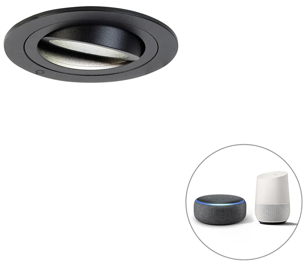 Okos beépíthető spotlámpa fekete, Wifi-vel GU10 - Rondoo