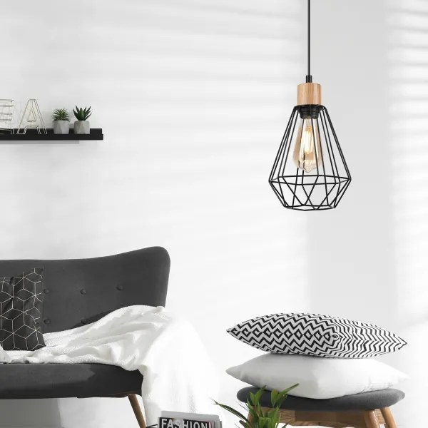 Brilagi - Csillár zsinóron WOODY BASKET 1xE27/60W/230V tölgy