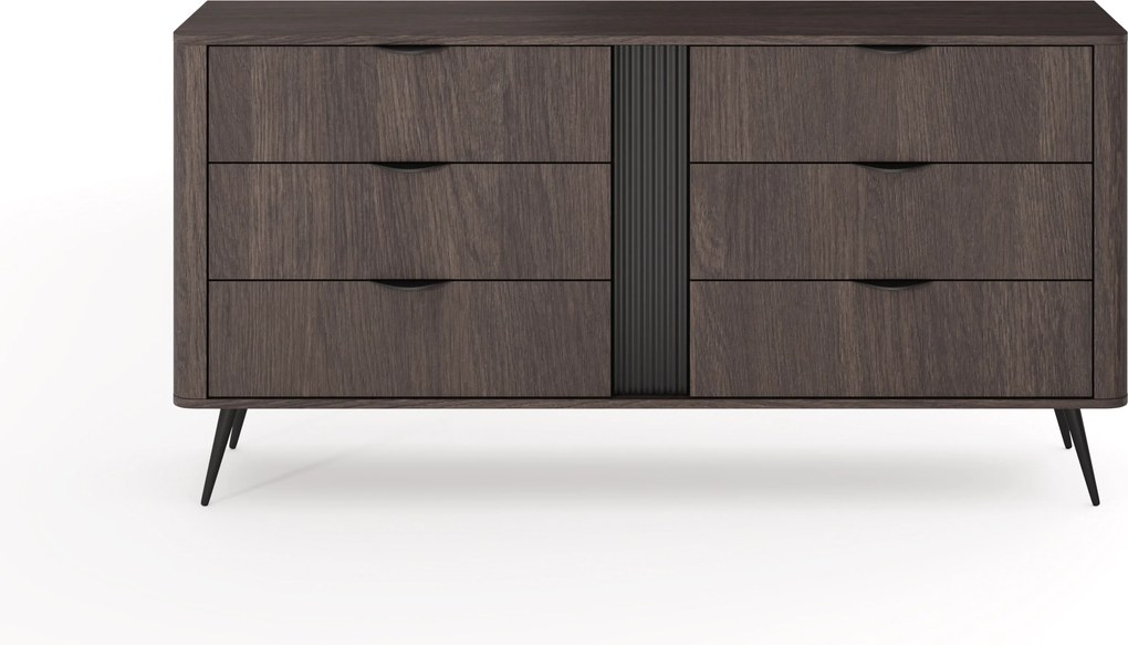 Edrin komód 163 cm fiókokkal - dunin tölgy / fekete