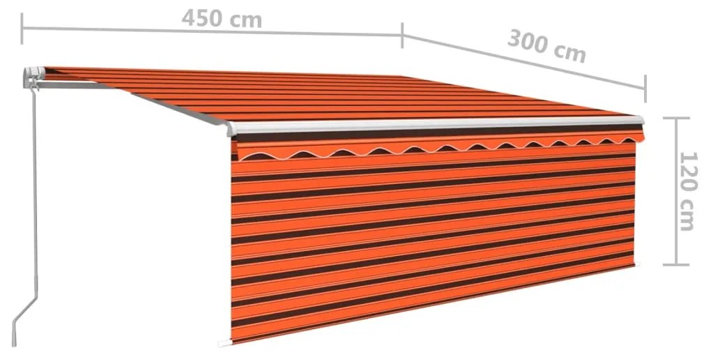 narancs és barna kihúzható napellenző redőnnyel 4,5 x 3 m
