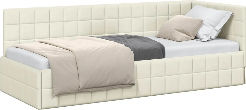 vidaXL Sarokágy keret fejtámlával Krém 80 cm x 200 cm Bársony