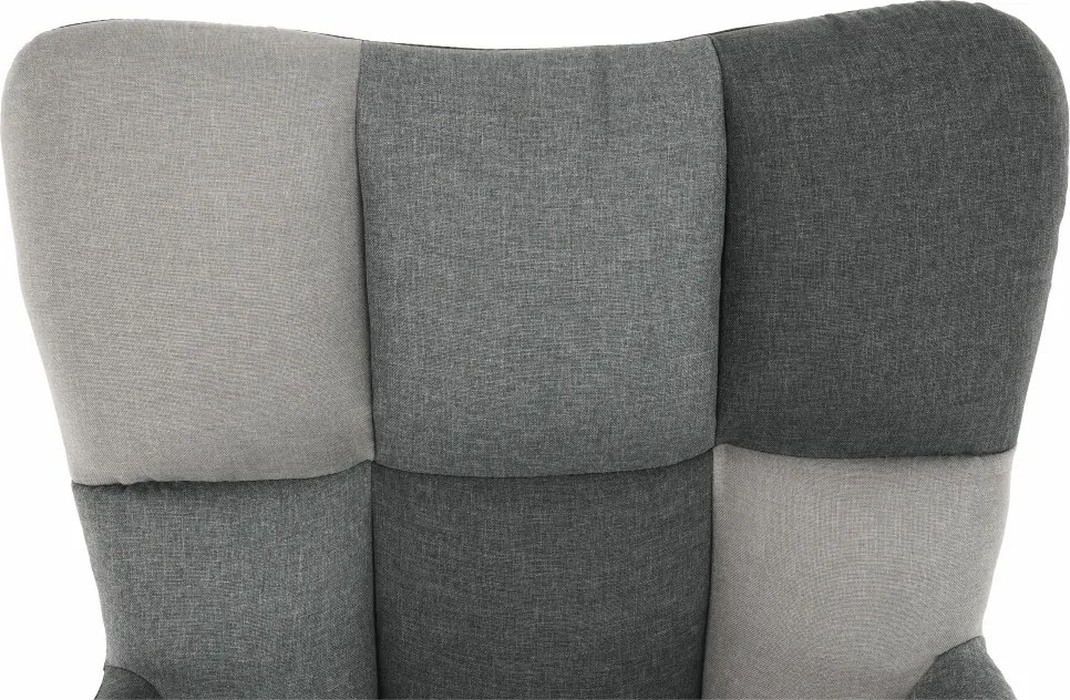 Dizájnos forgó fotel, patchwork/fekete, KOMODO