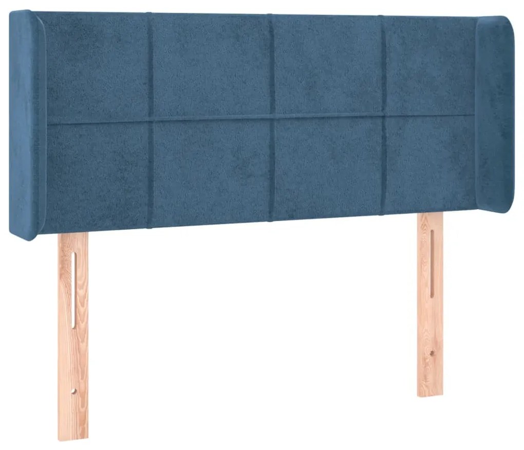 sötétkék bársony fejtámla 93x16x78/88 cm