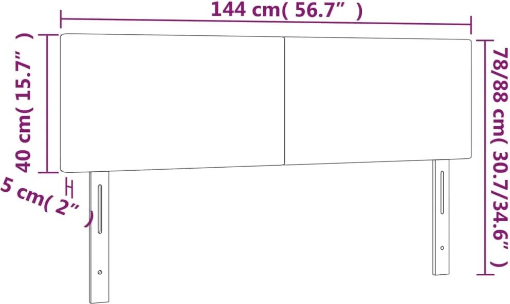 krémszínű műbőr LED-es fejtámla 144 x 5 x 78/88 cm