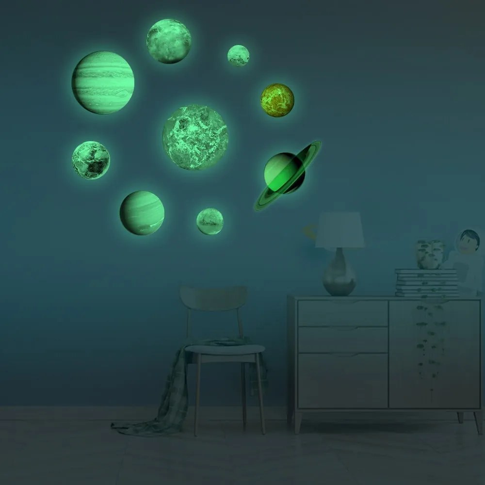 Solar System 9 db-os világító falmatrica szett - Ambiance