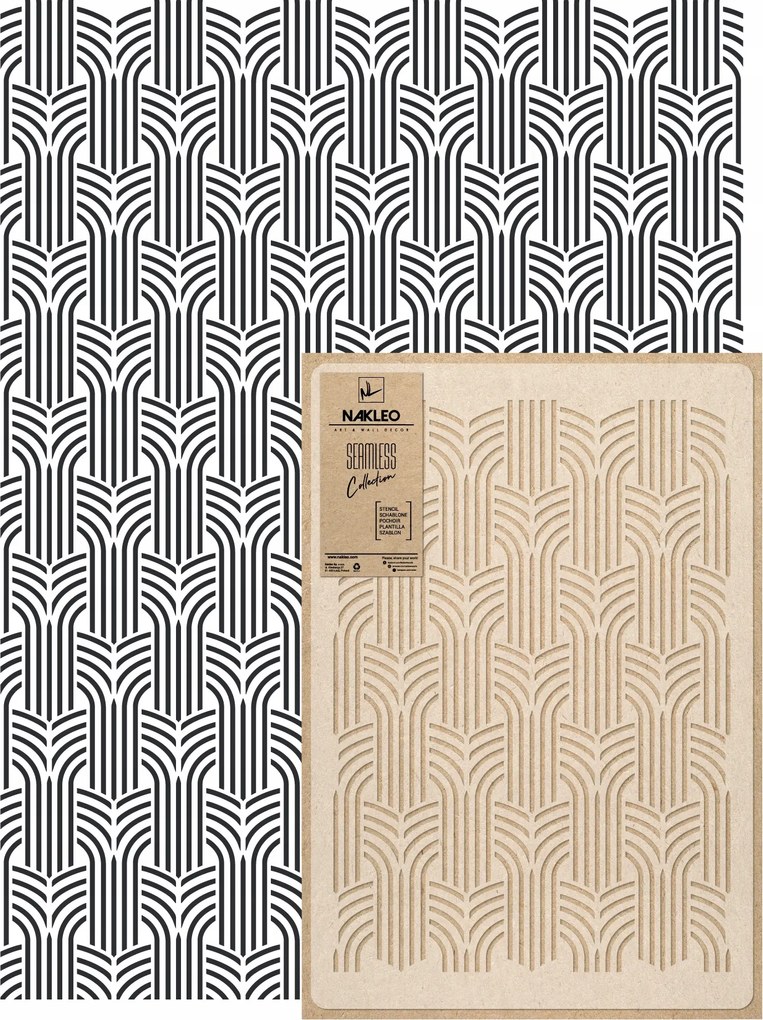 Festősablon Ismételhető Többször felhasználható 59x95cm Tapéta Art Deco Vonalak Ívek