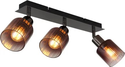 Globo 54313-3 Spotlámpa fém fekete-króm, réz színű/átlátszó színátmenetes üveg búra, HxSzxM: 400x80x180mm, 3x E14 40W 230V izzók nélkül